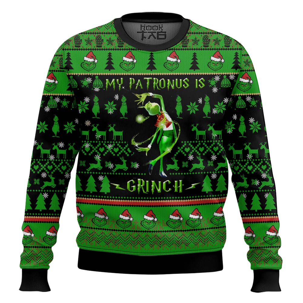 Hooktab My Patronus Is The Grinch Ugly Christmas Sweater Hooktab My Patronus Is The Grinch Ugly Christmas Sweater