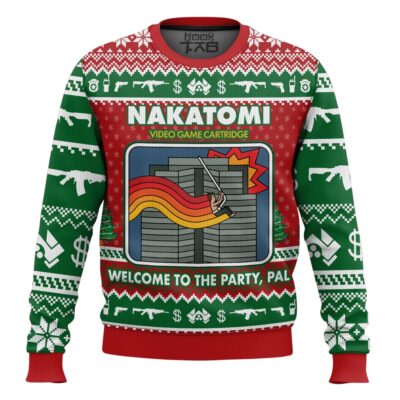 Nakatomi Video Game Cartridge Die Hard Ugly Christmas Sweater