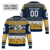Hooktab Nashville Predators - Custom Name And Number Ugly Sweater