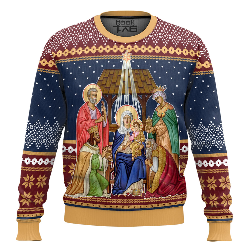 Hooktab Nativity Of Jesus Christ Ugly Christmas Sweater Hooktab Nativity Of Jesus Christ Ugly Christmas Sweater