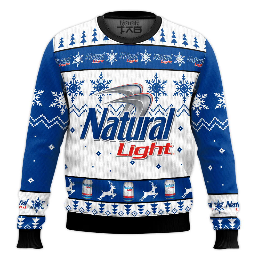 Hooktab Natural Light American Beer Ugly Christmas Sweater Hooktab Natural Light American Beer Ugly Christmas Sweater