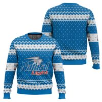 Hooktab Natural Light Lager Beer Ugly Christmas Sweater