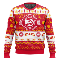 Hooktab NBA Atlanta Hawks Custom Name And Number Ugly Christmas Sweater