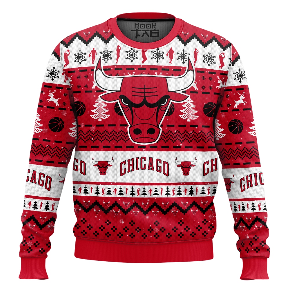 Hooktab NBA Chicago Bulls Custom Name And Number Ugly Christmas Sweater Hooktab NBA Chicago Bulls Custom Name And Number Ugly Christmas Sweater