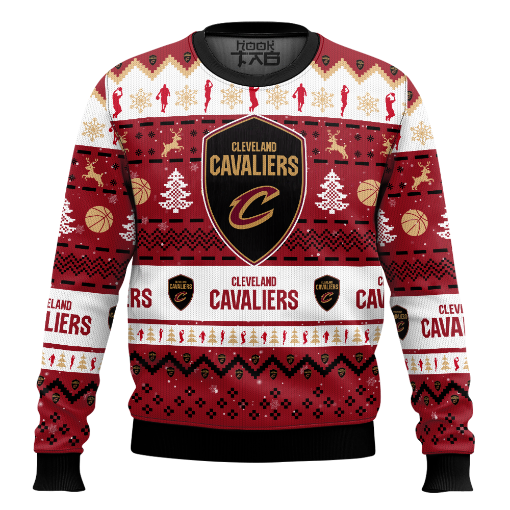 Hooktab NBA Cleveland Cavaliers Custom Name And Number Ugly Christmas Sweater Hooktab NBA Cleveland Cavaliers Custom Name And Number Ugly Christmas Sweater