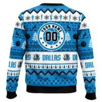 Hooktab NBA Dallas Mavericks Custom Name And Number Ugly Christmas Sweater