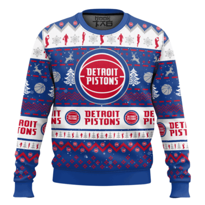NBA Detroit Pistons Custom Name And Number Ugly Christmas Sweater