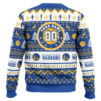 Hooktab NBA Golden State Warriors Custom Name And Number Ugly Christmas Sweater
