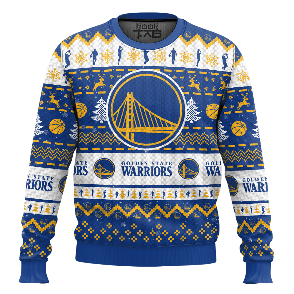 Hooktab NBA Golden State Warriors Custom Name And Number Ugly Christmas Sweater Hooktab NBA Golden State Warriors Custom Name And Number Ugly Christmas Sweater