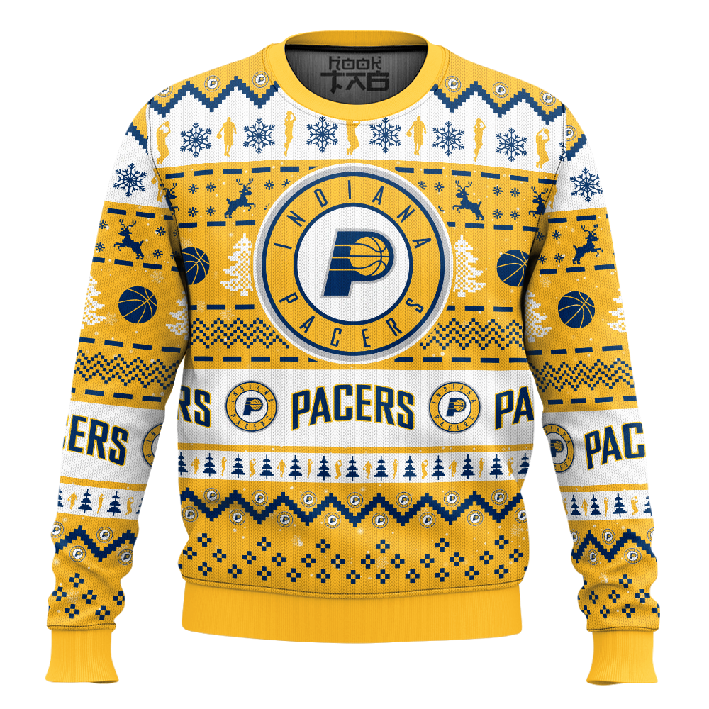 Hooktab NBA Indiana Pacers Custom Name And Number Ugly Christmas Sweater Hooktab NBA Indiana Pacers Custom Name And Number Ugly Christmas Sweater