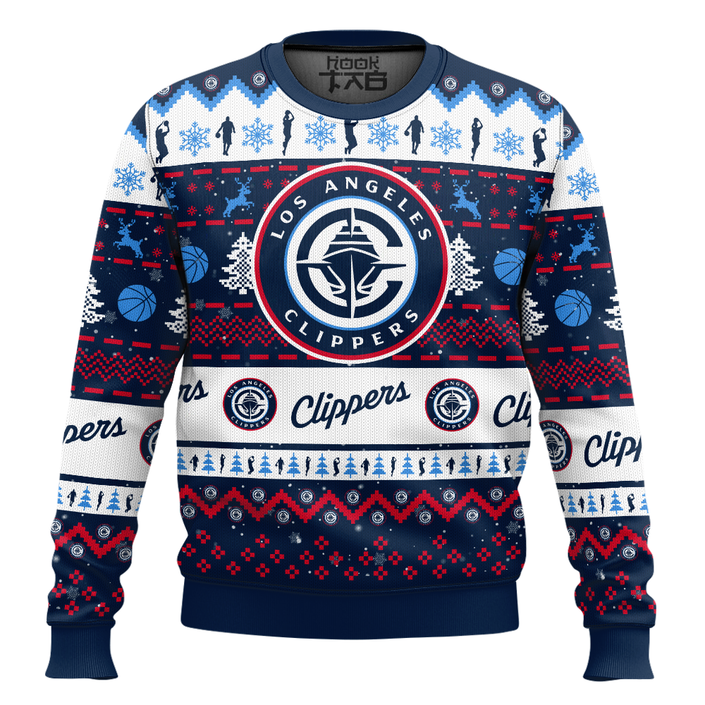 Hooktab NBA Los Angeles Clippers Custom Name And Number Ugly Christmas Sweater Hooktab NBA Los Angeles Clippers Custom Name And Number Ugly Christmas Sweater