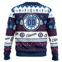 Hooktab NBA Los Angeles Clippers Custom Name And Number Ugly Christmas Sweater