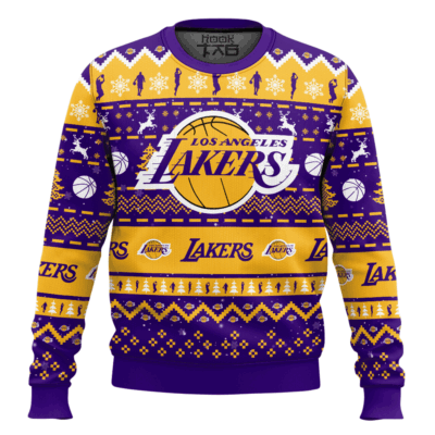 NBA Los Angeles Lakers Custom Name And Number Ugly Christmas Sweater