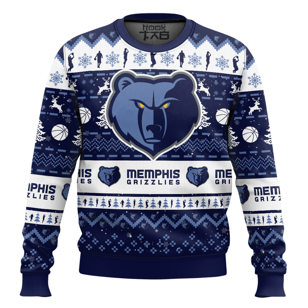 Hooktab NBA Memphis Grizzlies Custom Name And Number Ugly Christmas Sweater Hooktab NBA Memphis Grizzlies Custom Name And Number Ugly Christmas Sweater