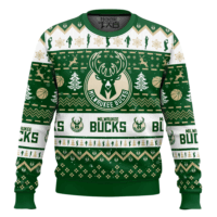 Hooktab NBA Milwaukee Bucks Custom Name And Number Ugly Christmas Sweater