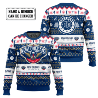 Hooktab NBA New Orleans Pelicans Custom Name And Number Ugly Christmas Sweater