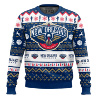 Hooktab NBA New Orleans Pelicans Custom Name And Number Ugly Christmas Sweater
