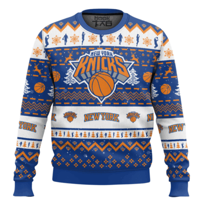NBA New York Knicks Custom Name And Number Ugly Christmas Sweater