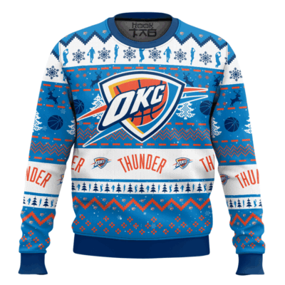 NBA Oklahoma City Thunder Custom Name And Number Ugly Christmas Sweater