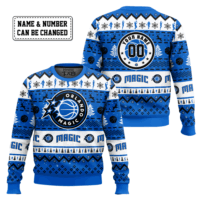 Hooktab NBA Orlando Magic Custom Name And Number Ugly Christmas Sweater