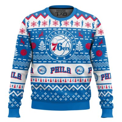NBA Philadelphia 76ers Custom Name And Number Ugly Christmas Sweater
