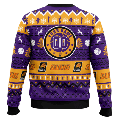 Hooktab NBA Phoenix Suns Custom Name And Number Ugly Christmas Sweater