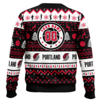 Hooktab NBA Portland Trail Blazers Custom Name And Number Ugly Christmas Sweater