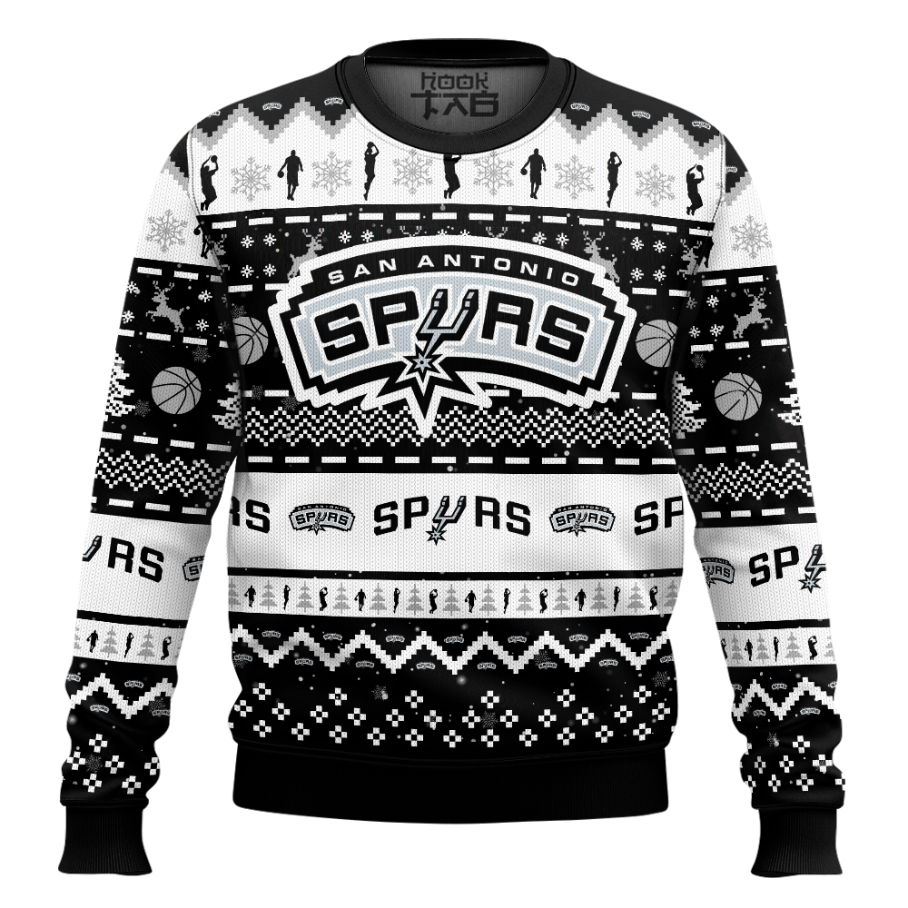 Hooktab NBA San Antonio Spurs Custom Name And Number Ugly Christmas Sweater Hooktab NBA San Antonio Spurs Custom Name And Number Ugly Christmas Sweater