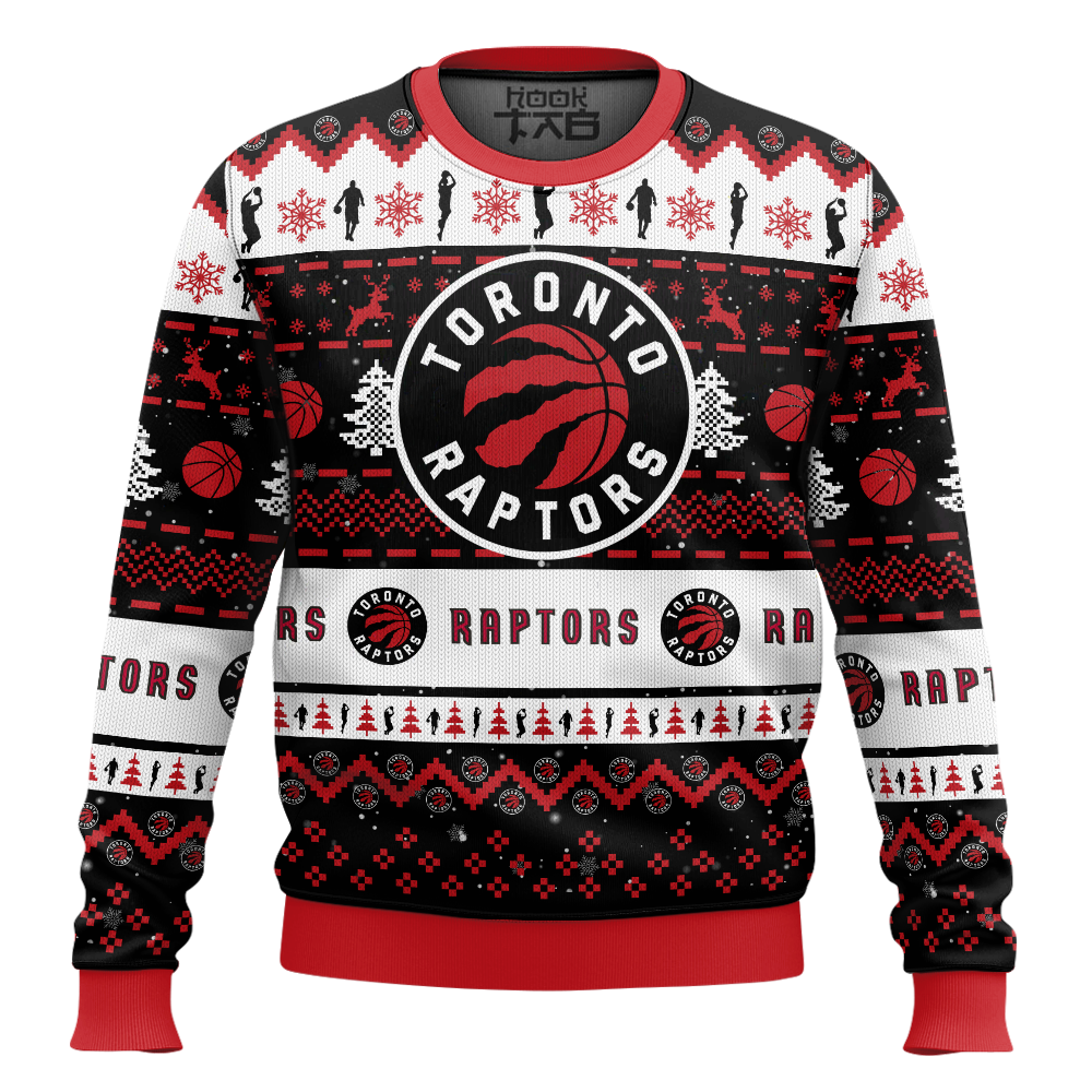 Hooktab NBA Toronto Raptors Custom Name And Number Ugly Christmas Sweater Hooktab NBA Toronto Raptors Custom Name And Number Ugly Christmas Sweater