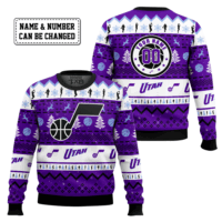 Hooktab NBA Utah Jazz Custom Name And Number Ugly Christmas Sweater