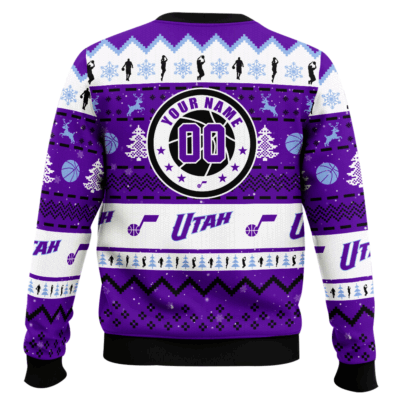 Hooktab NBA Utah Jazz Custom Name And Number Ugly Christmas Sweater