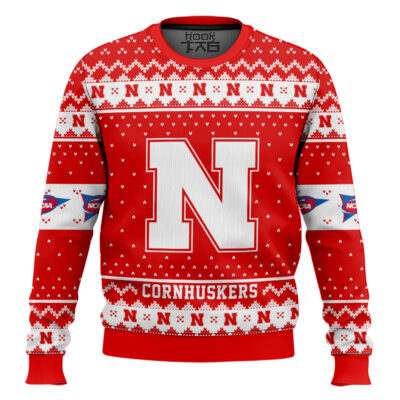 Nebraska Cornhuskers - Custom Name And Number Ugly Christmas Sweater