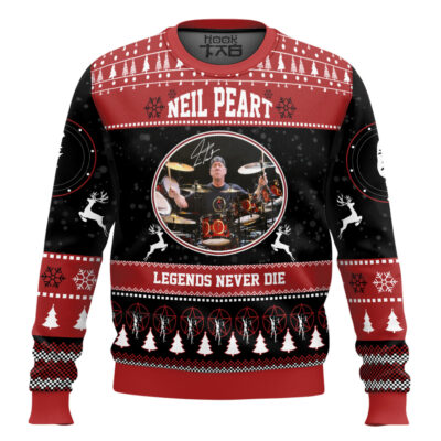 Neil Peart Legend Never Die Ugly Christmas Sweater