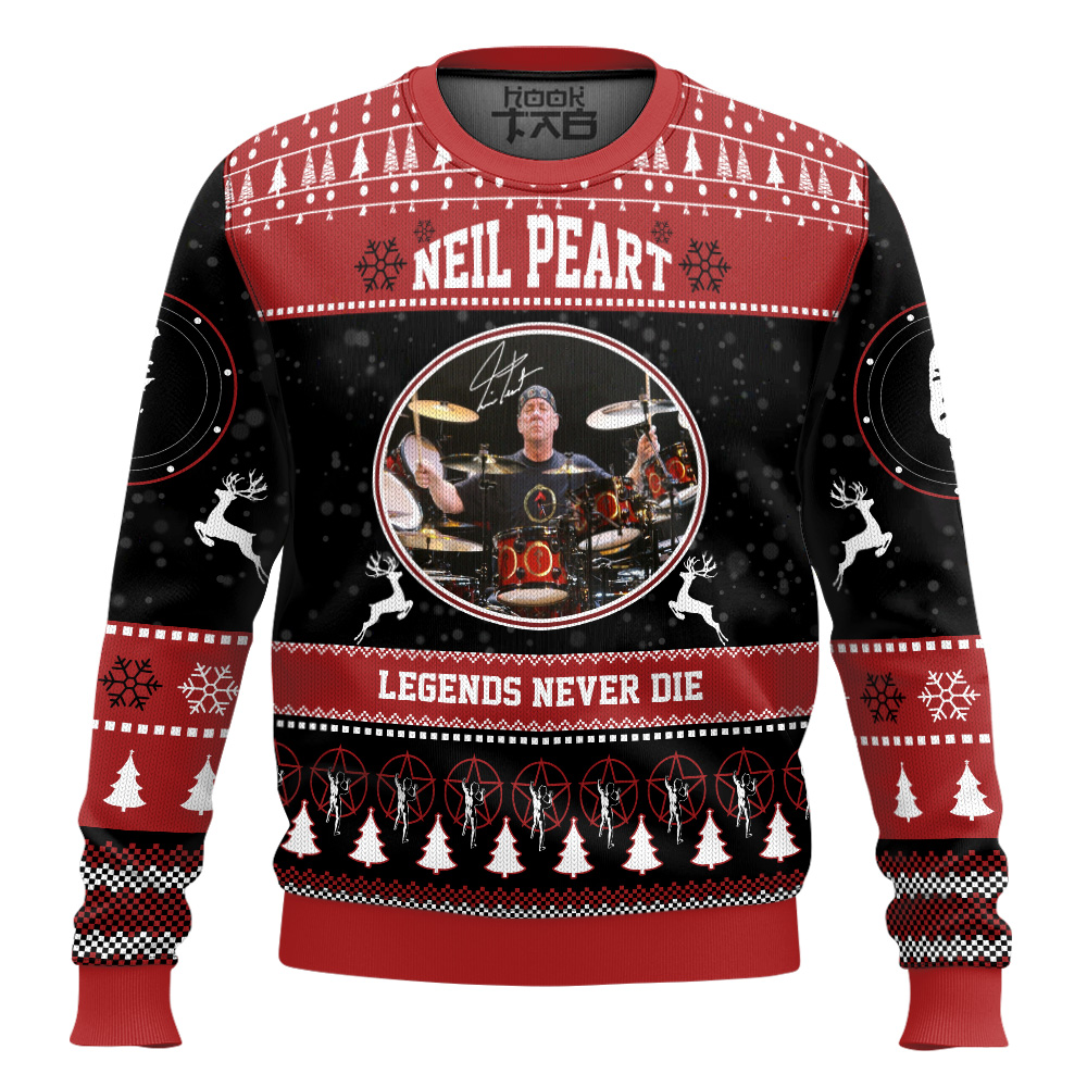 Hooktab Neil Peart Legend Never Die Ugly Christmas Sweater Hooktab Neil Peart Legend Never Die Ugly Christmas Sweater