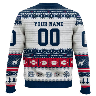 Hooktab New England Patriots – Custom Name And Number Ugly Sweater
