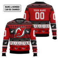 Hooktab New Jersey Devils - Custom Name And Number Ugly Sweater