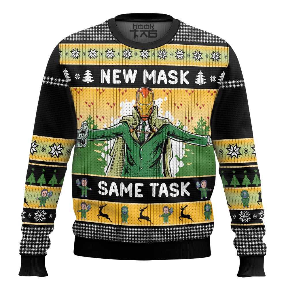 Hooktab New Mask Same Task Iron Man Ugly Christmas Sweater Hooktab New Mask Same Task Iron Man Ugly Christmas Sweater