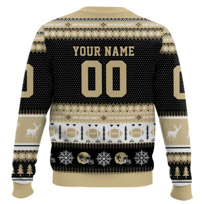 Hooktab New Orleans Saints – Custom Name And Number Ugly Sweater