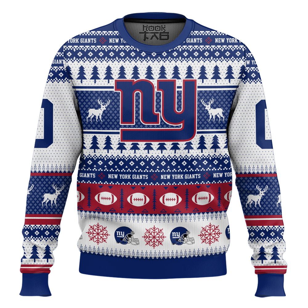 Hooktab New York Giants - Custom Name And Number Ugly Sweater Hooktab New York Giants - Custom Name And Number Ugly Sweater