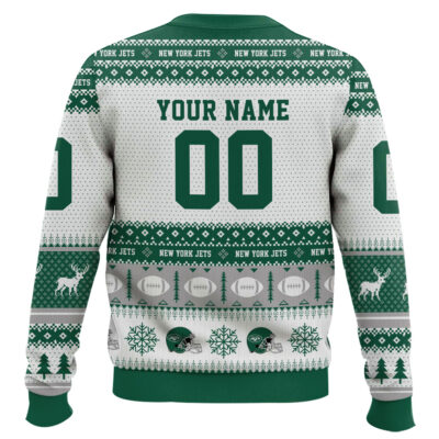 Hooktab New York Jets – Custom Name And Number Ugly Sweater