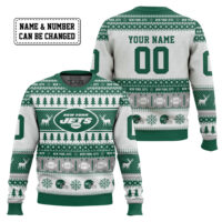 Hooktab New York Jets - Custom Name And Number Ugly Sweater