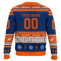 Hooktab New York Mets - Custom Name And Number Ugly Sweater