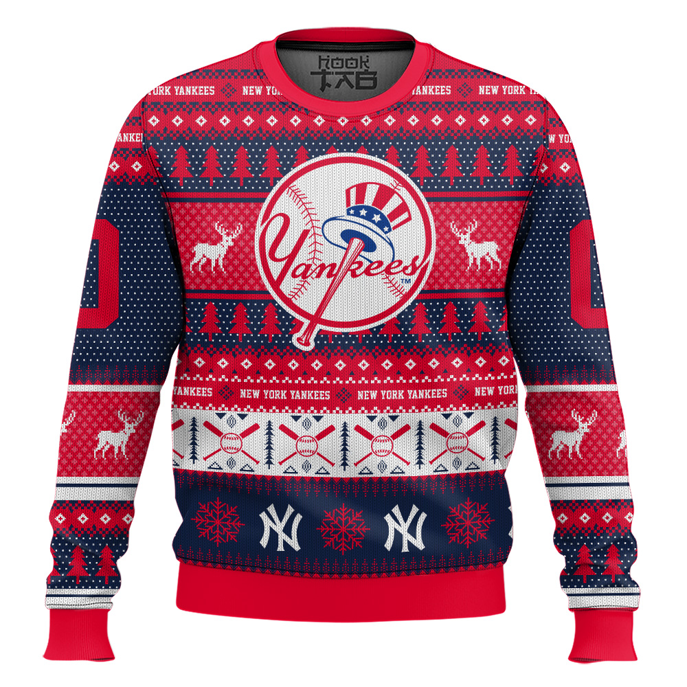 Hooktab New York Yankees - Custom Name And Number Ugly Sweater Hooktab New York Yankees - Custom Name And Number Ugly Sweater