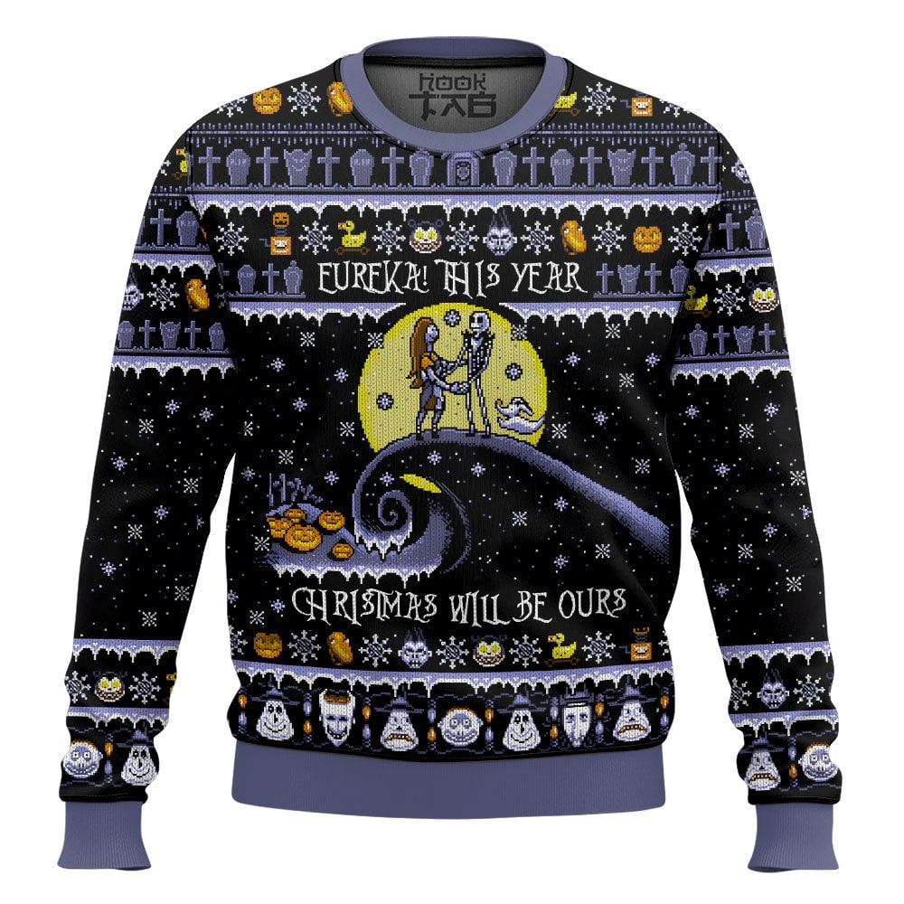 Hooktab Nightmare Before Christmas Eureka This Year Will Be Ours Ugly Christmas Sweater Hooktab Nightmare Before Christmas Eureka This Year Will Be Ours Ugly Christmas Sweater
