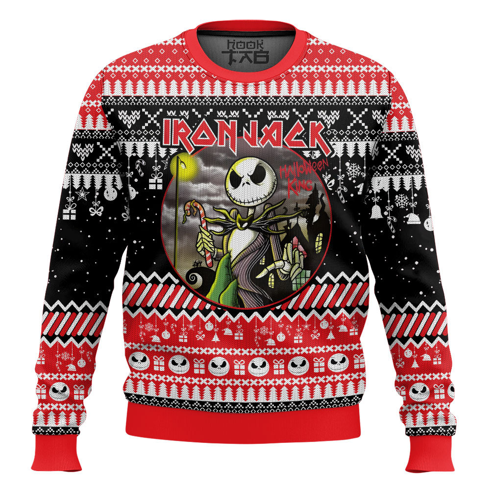 Hooktab Nightmare Before Christmas Iron Jack Ugly Christmas Sweater Hooktab Nightmare Before Christmas Iron Jack Ugly Christmas Sweater