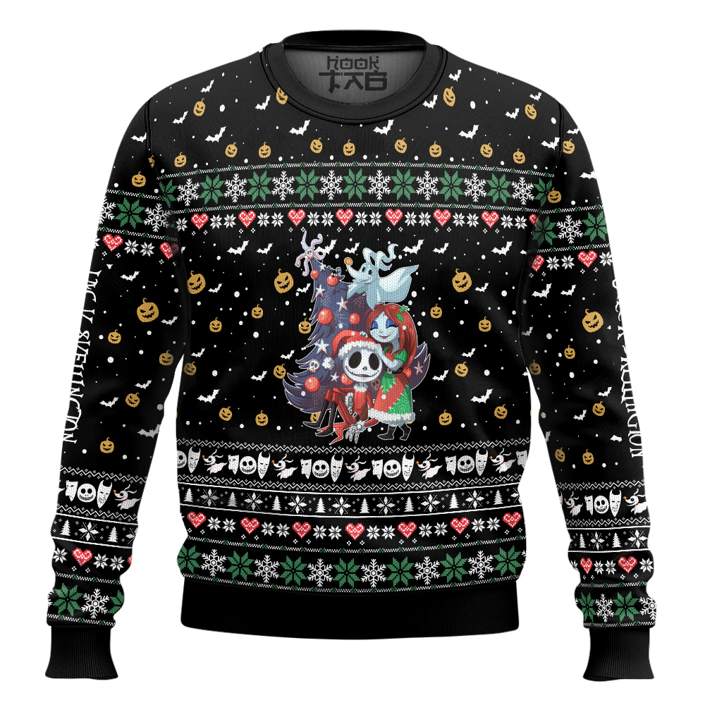 Hooktab Nightmare Before Christmas Jack And Sally Ugly Christmas Sweater Hooktab Nightmare Before Christmas Jack And Sally Ugly Christmas Sweater