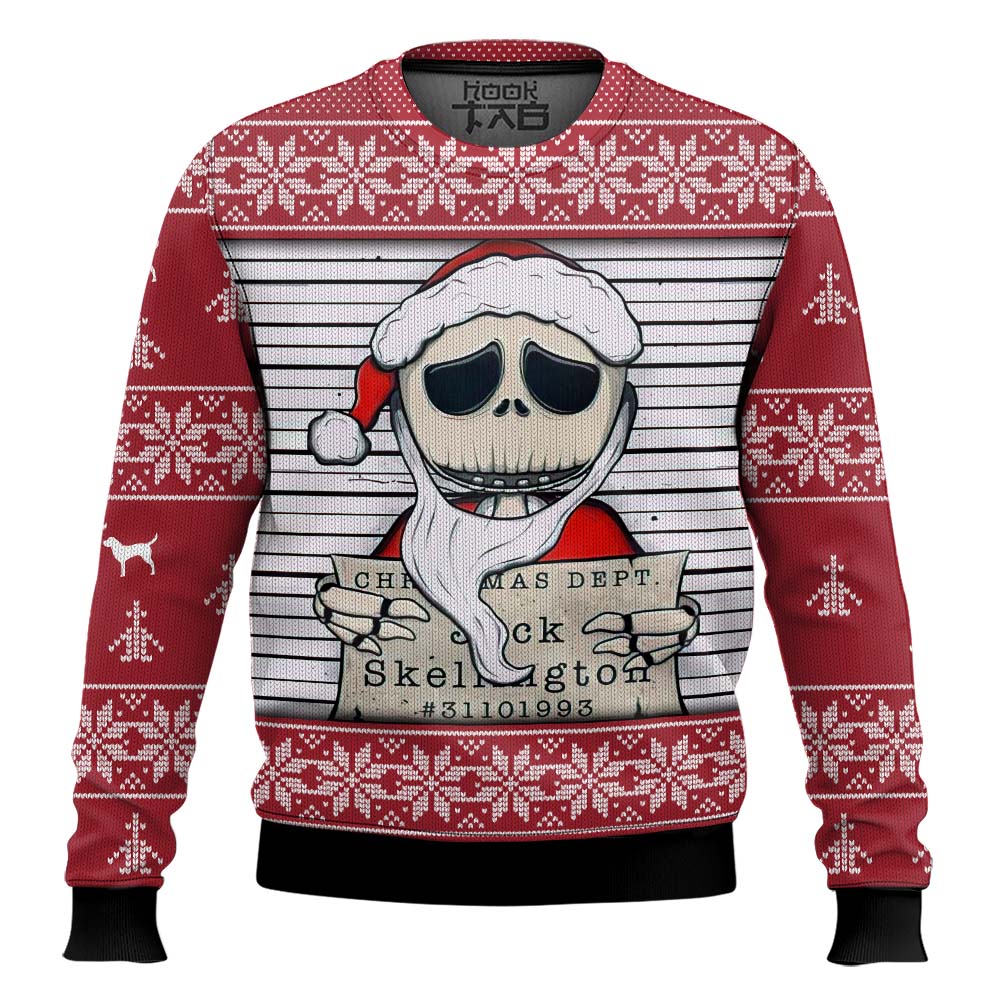 Hooktab Nightmare Before Christmas Jack Dept Skellington Ugly Christmas Sweater Hooktab Nightmare Before Christmas Jack Dept Skellington Ugly Christmas Sweater
