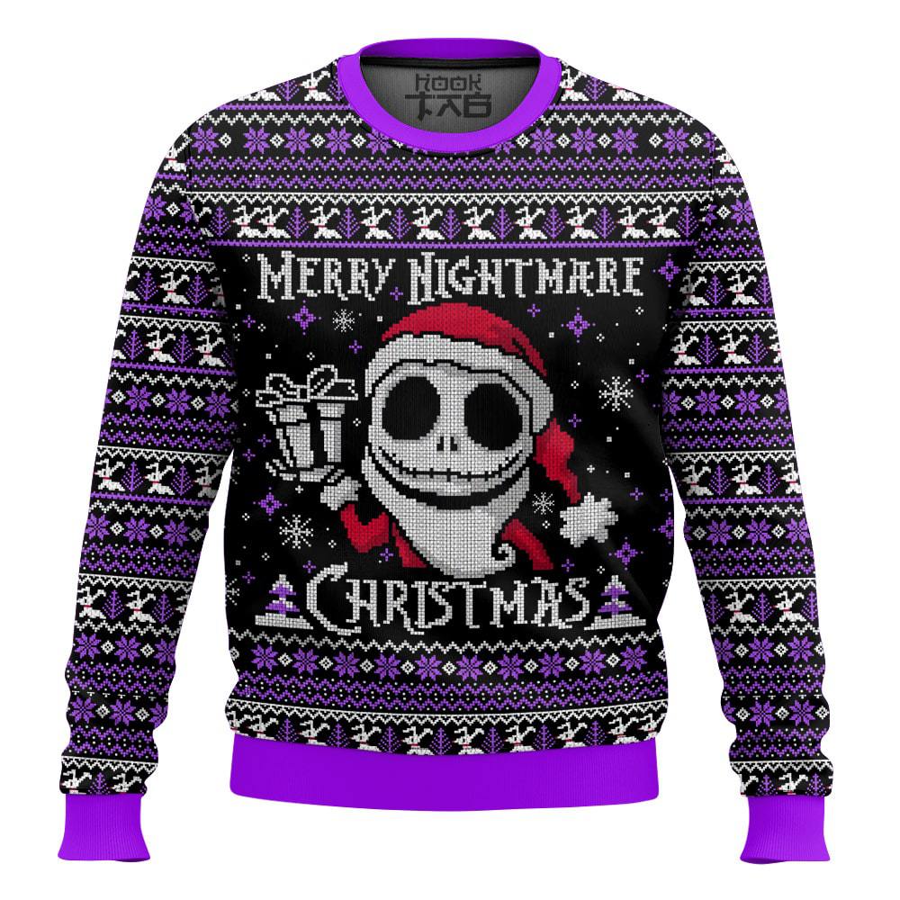 Hooktab Nightmare Before Christmas Merry Nightmare Ugly Christmas Sweater Hooktab Nightmare Before Christmas Merry Nightmare Ugly Christmas Sweater