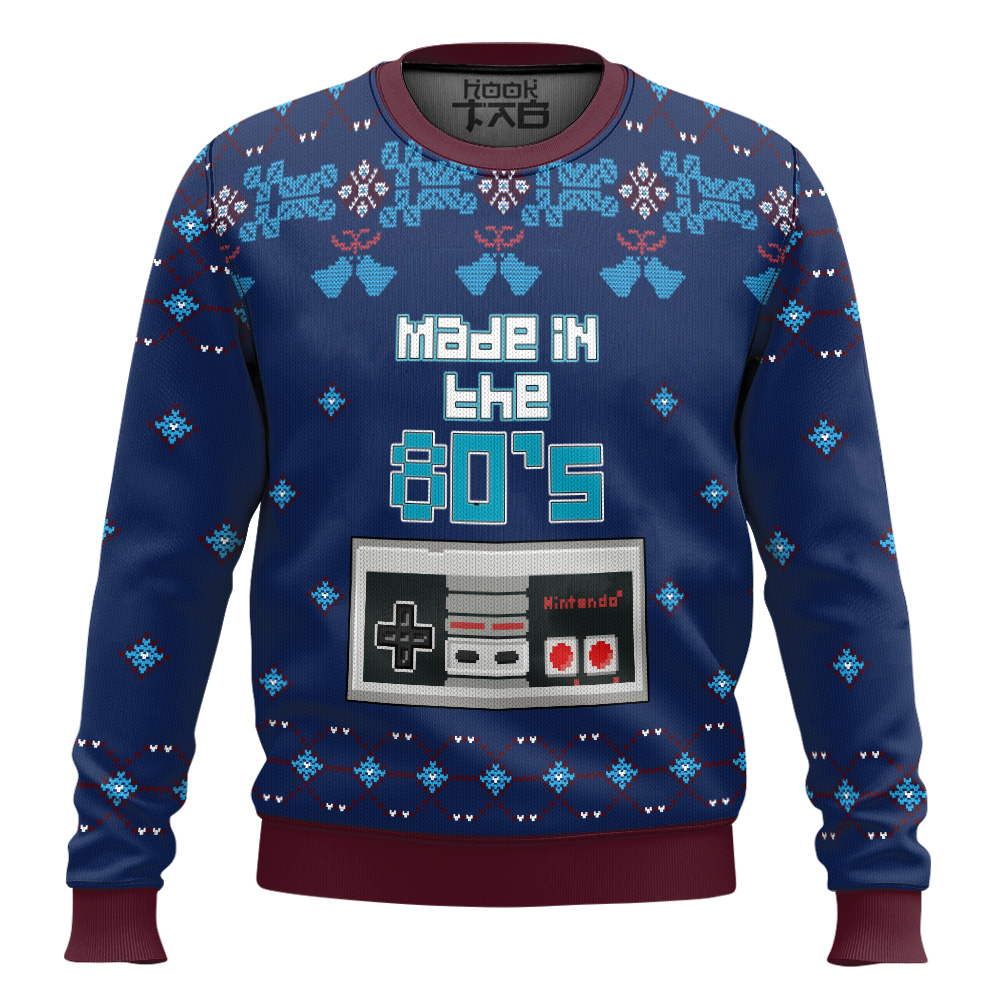 Hooktab Nintendo Made In The 80s Ugly Christmas Sweater Hooktab Nintendo Made In The 80s Ugly Christmas Sweater