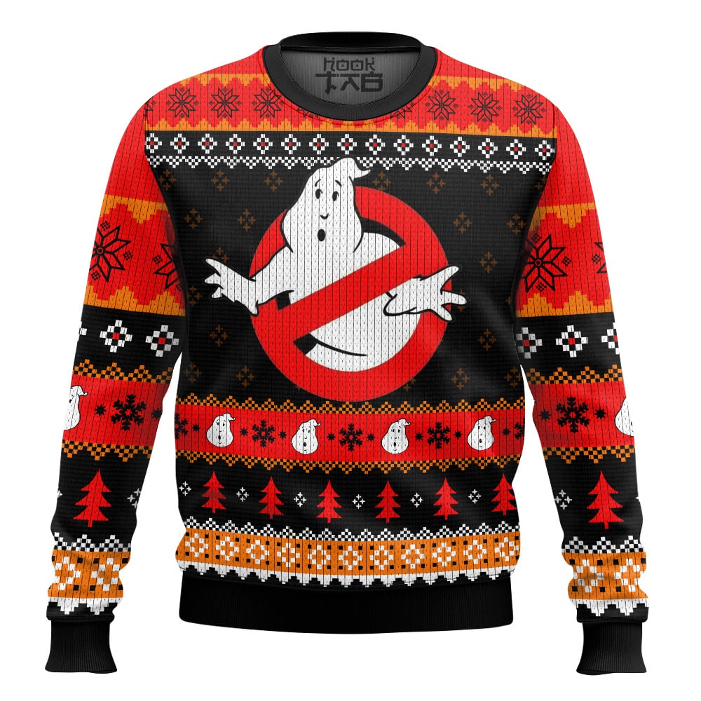 Hooktab No Ghost Ghostbusters Ugly Christmas Sweater Hooktab No Ghost Ghostbusters Ugly Christmas Sweater